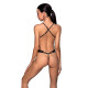 Боді з відкритим доступом Passion TASMINA BODY XXL/XXXL, black, екошкіра, шнурівки, ажурні мережива-1