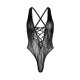 Leg Avenue Floral lace thong teddy OS Black-3