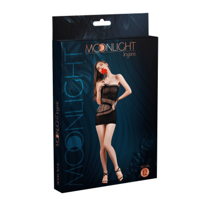 Мінісукня на одне плече Moonlight Model 12 Black, вертикальна бахрома