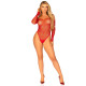 Боді Leg Avenue Crystalized fishnet bodysuit Red One Size-2