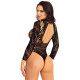 Боді Leg Avenue High neck lace bodysuit Black One Size-2
