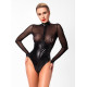 Боді Noir Handmade F321 Edge wetlook and mesh body with rings - M-2