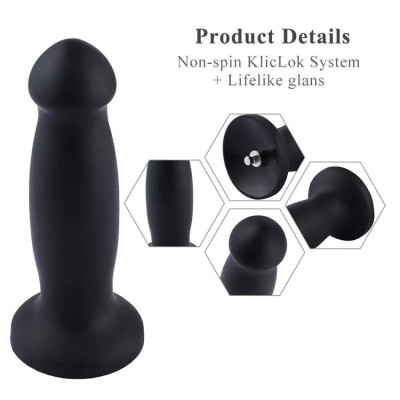 Силіконовий фалоімітатор для секс-машин Hismith 7.2" Black Silicone Anal Dildo, система KlicLok