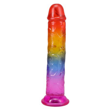 Дилдо Doc Johnson Crystal Jellies - 7 Inch Сlassic Dong - Rainbow