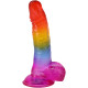 Фалоімітатор Doc Johnson Crystal Jellies - Realistic cock with balls 8.5 Inch - Rainbow-1