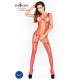 Бодістокінг Passion BS013 red, комбінезон, імітація панчіх і пояса-1