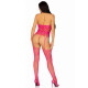 Leg Avenue High neck lace bodystocking Raspberry O/S-1