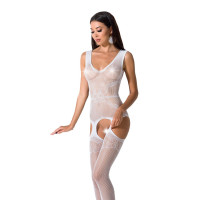 Бодистокинг Passion BS062 white, комбинезон, имитация чулок