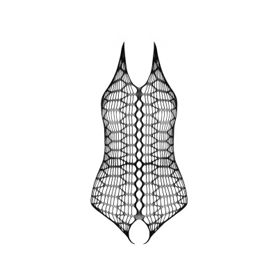 Бодістокінг у велику сітку Passion BS087 black, відкрита спина, халтер, з доступом