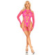 Бодістокінг Leg Avenue Fishnet Garter Harness and Teddy One Size Neon Pink-4
