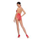 Бодістокінг у велику сітку Passion BS087 red, відкрита спина, халтер, з доступом-3