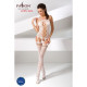 Бодістокінг Passion BS054 white, комбінезон, імітація панчох, відкритий животик-1