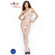 Бодістокінг Passion BS036 white, комбінезон, лямки через одне плече-1