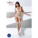 Бодістокінг Passion BS060 white, комбінезон, імітація трусиків і гольфів-1