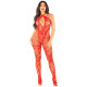 Бодістокінг Leg Avenue Seamless Net and Lace Lingerie Jumpsuit One Size, Red-1