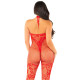 Бодістокінг Leg Avenue Seamless Net and Lace Lingerie Jumpsuit One Size, Red-2