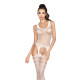 Бодістокінг Passion BS038 white, комбінезон, імітація панчох і пояса
