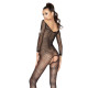 Бодістокінг Passion BS040 black, комбінезон з відкритими грудьми-1