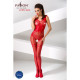 Бодістокінг Passion BS052 red, комбінезон, імітація корсета з підтяжками, панчох і трусиків-1