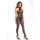 Бодістокінг Noir Handmade F315 Ego flocked mesh halter catsuit - S-1