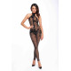 Бодістокінг Noir Handmade F315 Ego flocked mesh halter catsuit - S-3