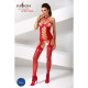 Бодістокінг Passion BS056 red, комбінезон, імітація панчох-1