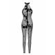 Бодістокінг Noir Handmade F315 Ego flocked mesh halter catsuit - M-4