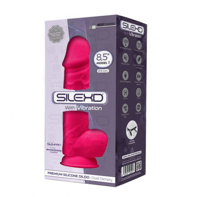 Фалоімітатор з вібрацією SilexD Norman Vibro Pink (MODEL 1 size 8,5in), двошаровий, діаметр 5 см Фалоімітатор з вібрацією SilexD Norman Vibro Pink (MODEL 1 size 8,5in), двошаровий, діаметр 5 см