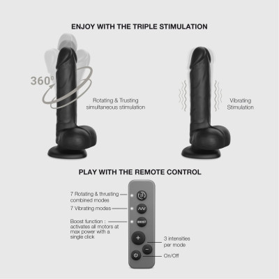 Фалоімітатор з вібрацією і ротацією Strap-On-Me Rotating & Vibrating Realistic Dildo - L - Black