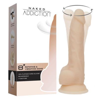Фалоімітатор з вібрацією та ротацією Naked ADDICTION James 8″ Rotating & Vibrating Dong, пульт ДК, д Фалоімітатор з вібрацією та ротацією Naked ADDICTION James 8″ Rotating & Vibrating Dong, пульт ДК, д