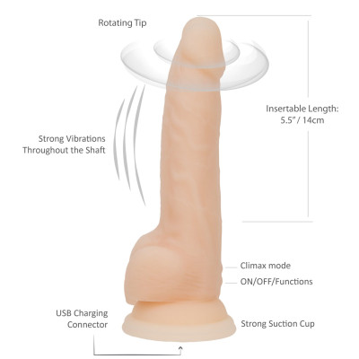 Фалоімітатор з вібрацією та ротацією Naked ADDICTION James 8″ Rotating & Vibrating Dong, пульт ДК, д Фалоімітатор з вібрацією та ротацією Naked ADDICTION James 8″ Rotating & Vibrating Dong, пульт ДК, д