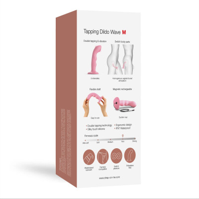 Насадка для страпону з подвійною точковою пульсацією Strap-On-Me TAPPING DILDO WAVE - CORAL PINK Насадка для страпону з подвійною точковою пульсацією Strap-On-Me TAPPING DILDO WAVE - CORAL PINK