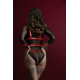 Збруя з ланцюгом та фіксаторами Feral Feelings Harness with Cuffs Red-1