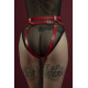 Гартери Feral Feelings - Belt Briefs, трусики, натуральна шкіра, колір червоний-2
