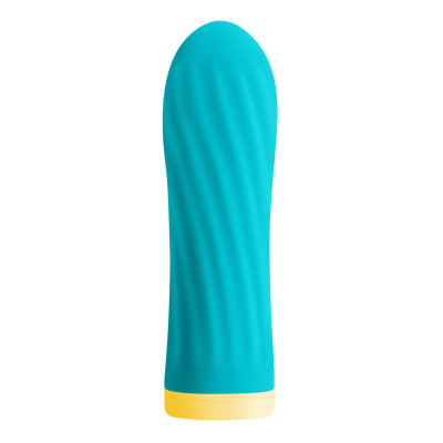 Віброкуля S Pleasures Bullets Twist & Shout Turquoise, бірюзова, ребриста поверхня, 10 режимів