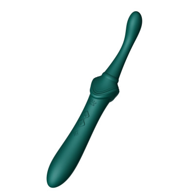 Вагінально-кліторальний вібратор Zalo — Bess 2 Turquoise Green, мультифункціональний із насадками