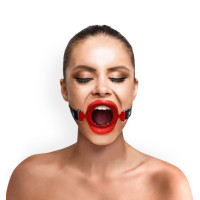 Кляп силіконове кільце натуральна шкіра, Gag ring внутрішній діаметр кільця 40 мм, Червоний