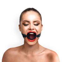 Кляп силіконове кільце натуральна шкіра, Gag Ring внутрішній діаметр кільця 40 мм, Чорний