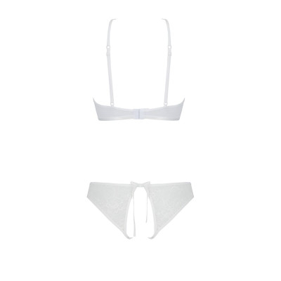 Комплект: бра, трусики з ажурним декором та відкритим кроком Ursula Set white XXL/XXXL — Passion Комплект: бра, трусики з ажурним декором та відкритим кроком Ursula Set white XXL/XXXL — Passion