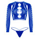 Комплект Leg Avenue Long sleeve crop top & string Royal Blue One Size-2