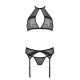 Комплект білизни Passion SATARA SET L/XL black, топ, пояс для панчіх, стрінги-2