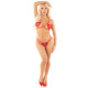 Комплект Leg Avenue Open Cup Bra and Pearl String One Size, Red-3