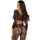 Комплект Leg Avenue Crop top & footless tights Black One Size-1