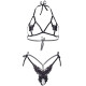 Комплект Leg Avenue Open cup bra and pearl panty Black-2