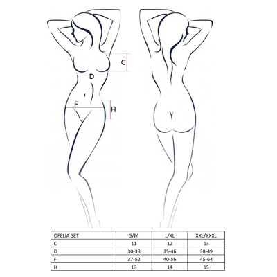 Комплект білизни OFELIA SET OpenBra white XXL/XXXL - Passion: стрінги, відкритий ліф, широкий пояс