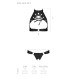 Комплект: відкритий топ та трусики з екошкіри з люверсами Malwia Set with Open Bra black S/M — Passi-4
