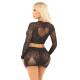 Комплект Leg Avenue Rhinestone Crop Top and Mini Skirt One Size, Black-1