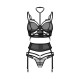 Комплект Obsessive Premisis Black 3-pcs crotchless set S/M-1
