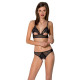 Комплект: бралет з ажурним ліфом та відкритими трусиками Christa Set with Open Bra black S/M — Passi