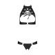 Комплект: відкритий топ та трусики з екошкіри з люверсами Malwia Set with Open Bra black XXL/XXXL —-2